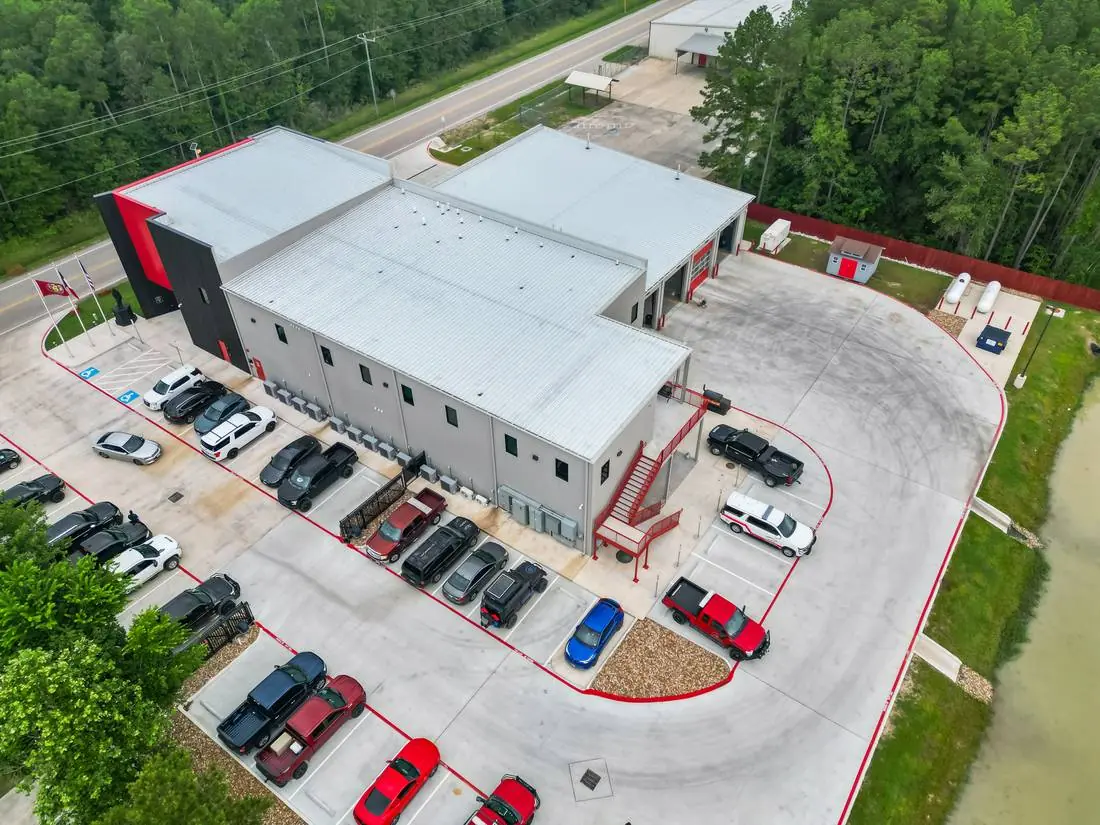 Aerial site and parking overview &mdash; Aerial drone photography in Houston, TX by Elev8 Images